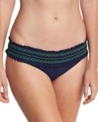 Costa Embroidered Hipster Swim Bikini Bottom, Blue/green