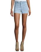 Carson Braided-waist Chambray Shorts,