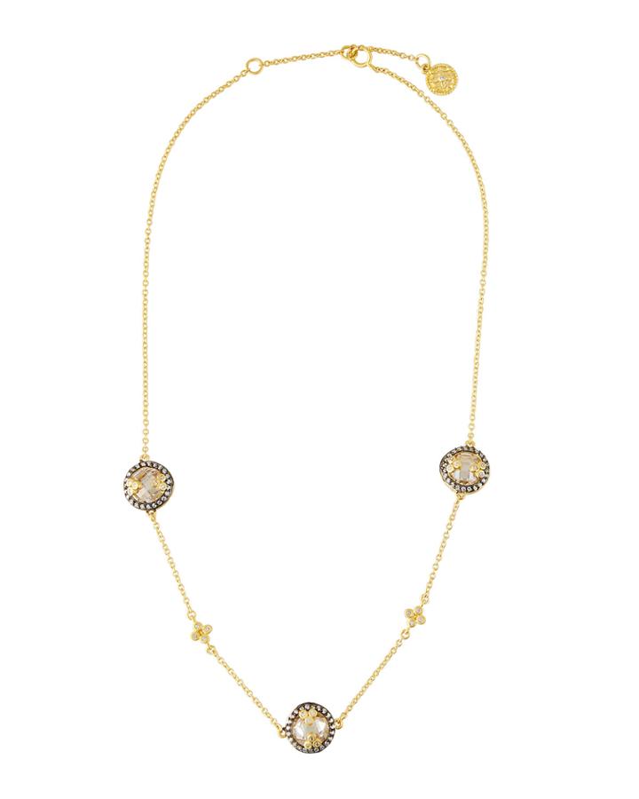 Short Cubic Zirconia Round-station Necklace