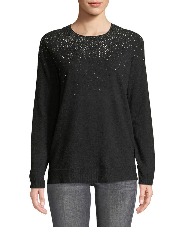 Crystal-embellished Crewneck