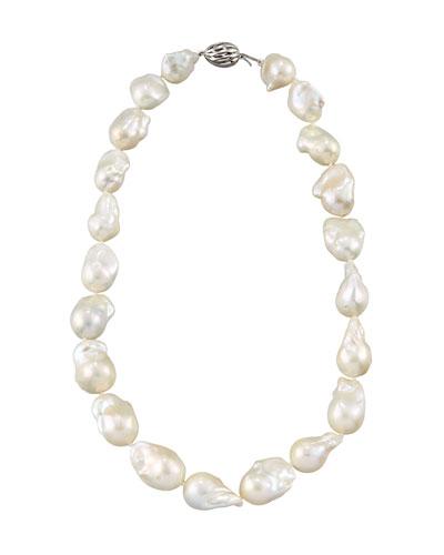 14k Baroque White Freshwater Pearl Necklace,