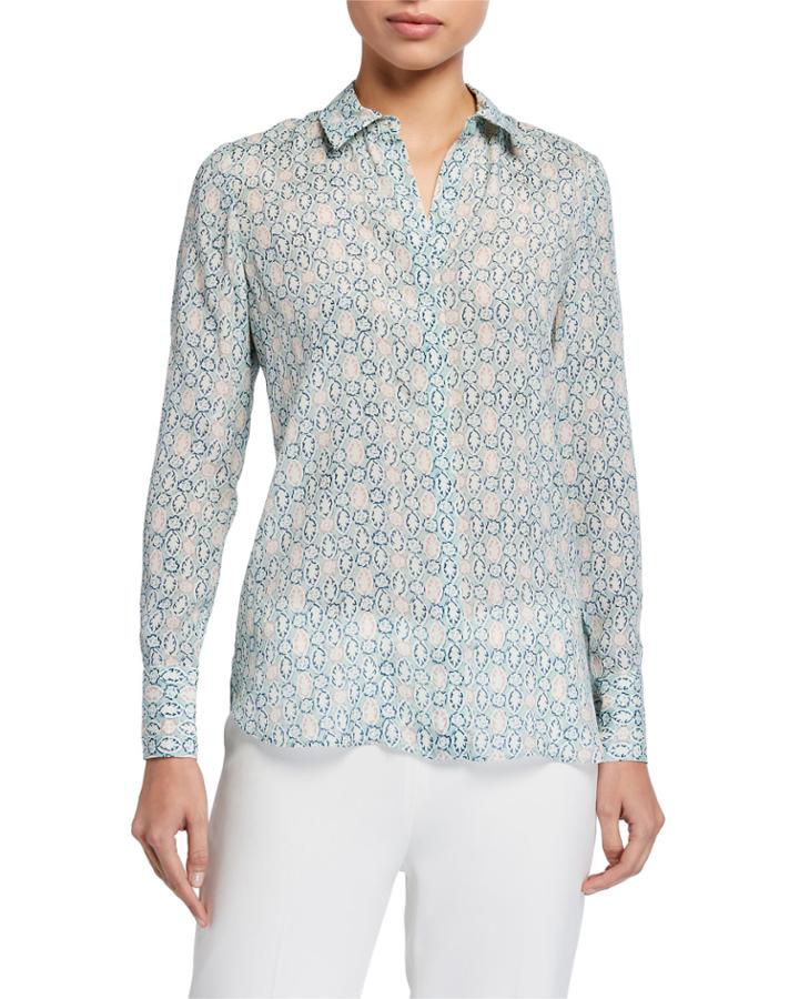 Scottie Printed Button-down Blouse
