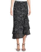 Gathered-ruffle Butterfly-print