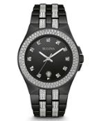 42mm Men's Crystal Bezel Bracelet Watch, Black