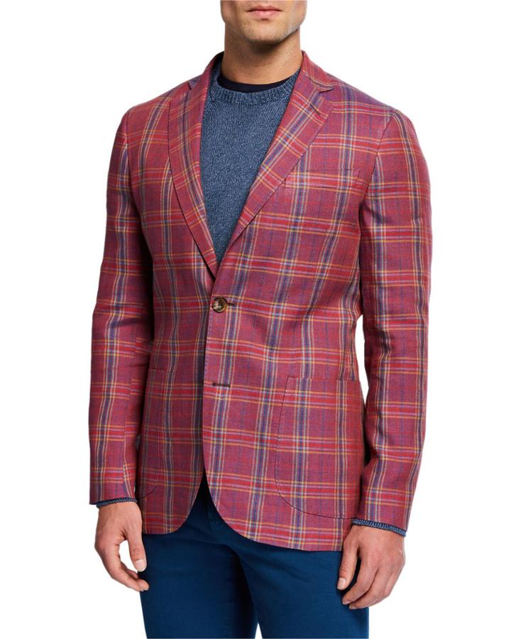 Men's Plaid Linen/wool