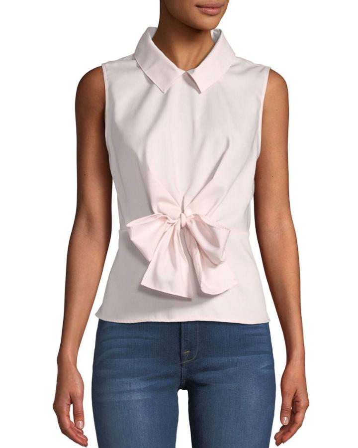 Tie-front Collared Poplin