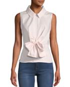 Tie-front Collared Poplin