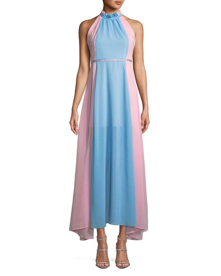 Two-tone Sleeveless High-neck