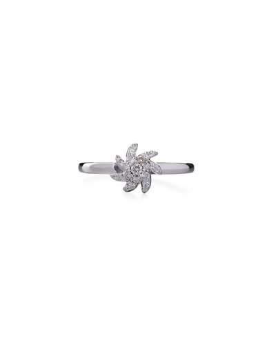 Sesi 18k White Gold Pave Diamond Small Starfish Ring,