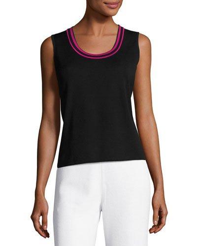 22l Contrast-neck Tank Top, Black-pink