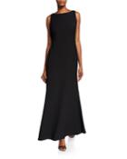 Sleeveless Gown With Pearl Embellished Drape Back