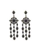Geometric Black Spinel & Champagne Diamond Drop Earrings
