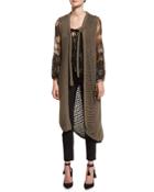 Fishnet Knit Long Vest, Taupe