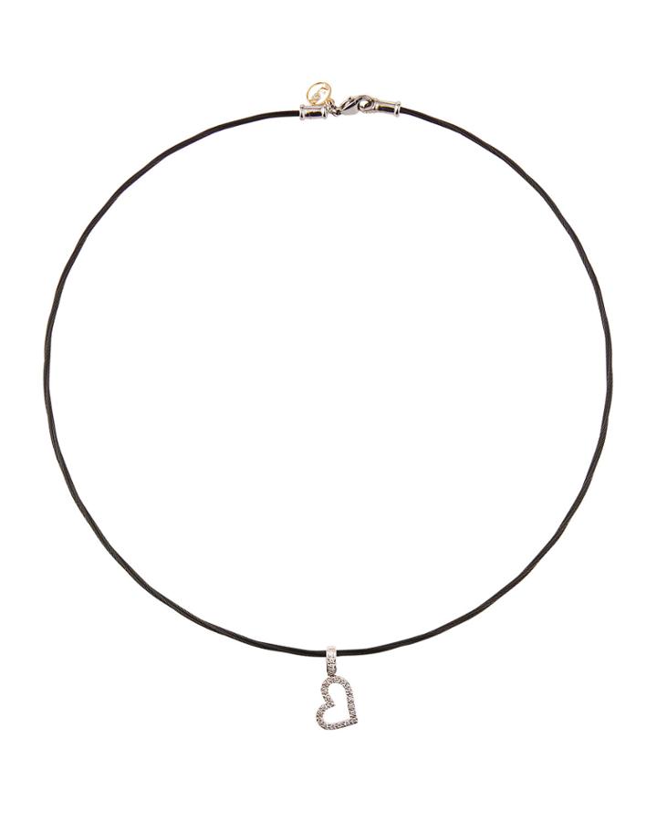 Diamond Heart Necklace, Black