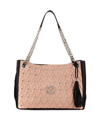 Verra D Quilted Two-tone Leather Tote Bag