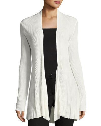 Ribbed Open-front Cardigan