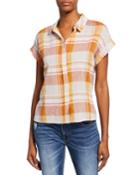 Plaid Button-front Short-sleeve Tomboy