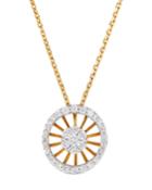18k Pink Gold Diamond Wheel Pendant Necklace
