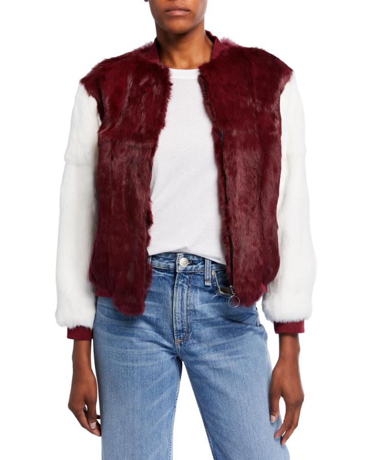 Rabbit Fur Varsity Jacket