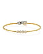 18k Yellow Gold & Stainless Steel 4-diamond Cable Bracelet