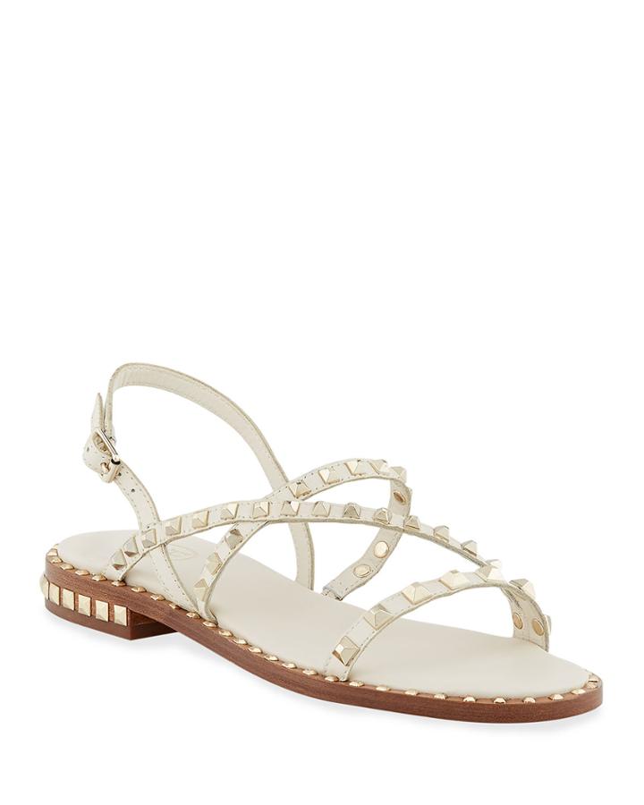 Peace Studded Leather Flat