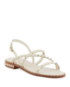 Peace Studded Leather Flat