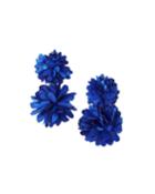 Flower-drop Fabric Earrings, Blue