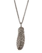Bavna Champagne Diamond Pave Feather Pendant Necklace, Women's,