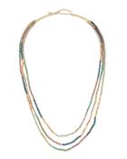Long Triple-strand Crystal Beaded Necklace,