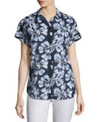 Irina Short-sleeve Floral-print Blouse,