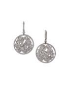 18k White Gold Diamond Circular Drop Earrings,