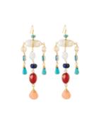 Multicolor Pearl & Crystal Dangle Earrings