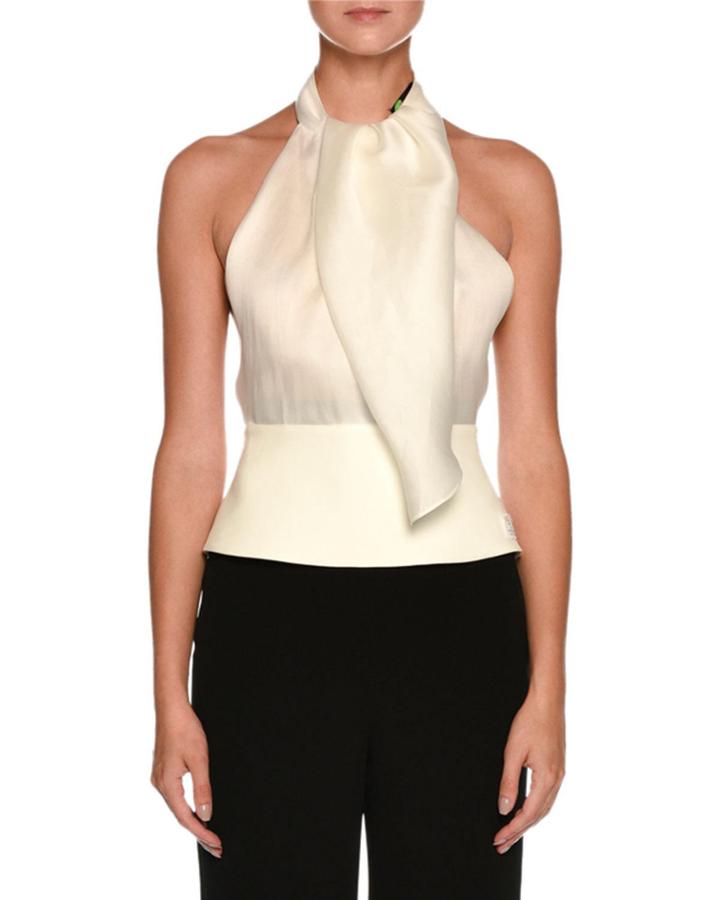 Silk Organza Backless Halter Blouse