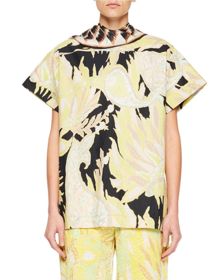 Coxi Scarf-neck Floral Top
