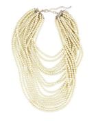 Layered Simulated Pearl Beaded Statement Necklace