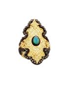 Old World 18k Scroll Mesh Ring W/ Diamonds,