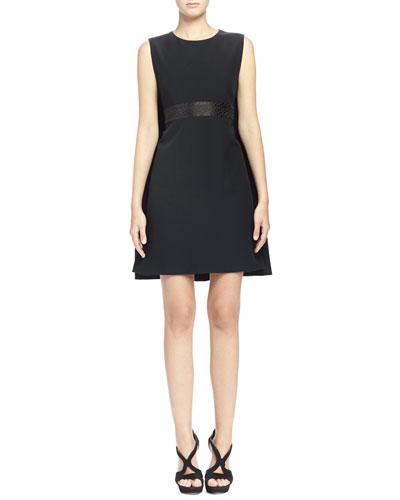 Jacquard-inset Cape-back Dress, Black
