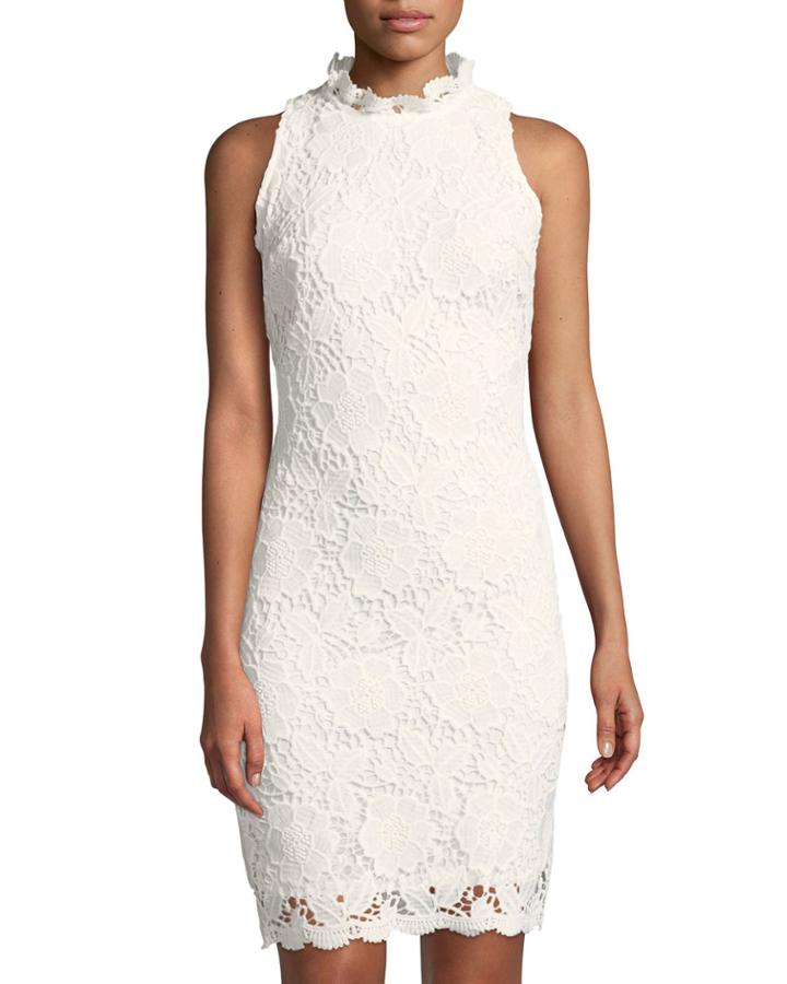 Mock-neck Sleeveless Lace