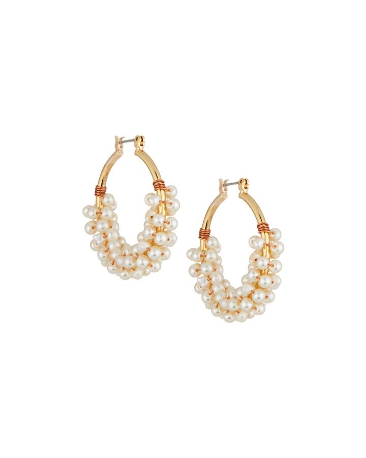 Pearl Cluster Hoop Earrings