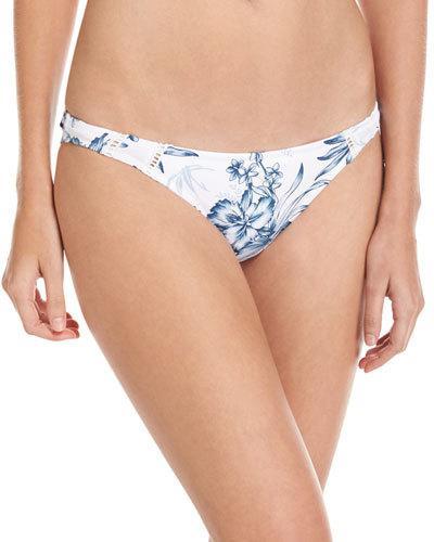 Hanalei Beach Swim Bottom, White Pattern