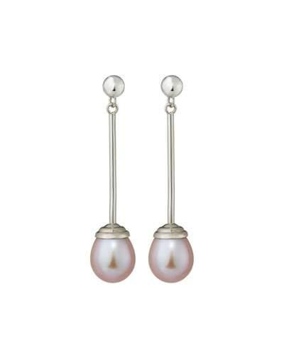 14k Pink Pearl Bar-drop Earrings,
