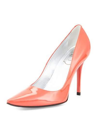 Patent Leather Point-toe Pump, Dark