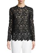 Long-sleeve Crocheted-lace Blouse