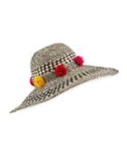 Pom Party Woven Floppy Hat