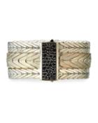 Modern Chain Multi-row Bracelet With Black Sapphire Clasp,