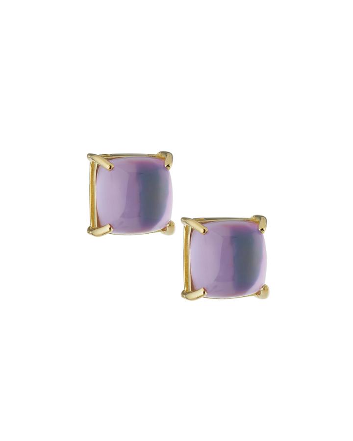 18k Doublet Stud Earrings, Amethyst