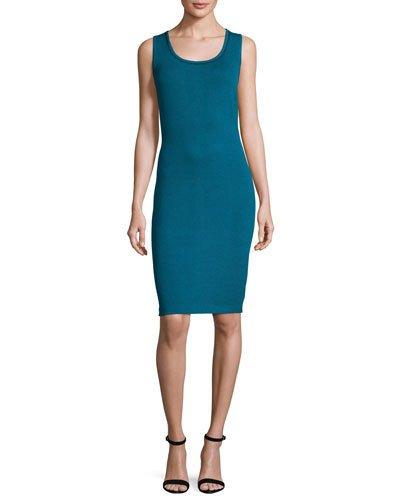 Santana Scoop-neck Knit Tank Dress, Blue/black