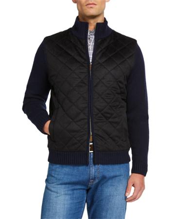 Men's Wool/cashmere Diamond Quilted Full Zip
