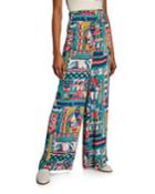 Kensington Palazzo Patchwork Printed Wide-leg Crepe Pants