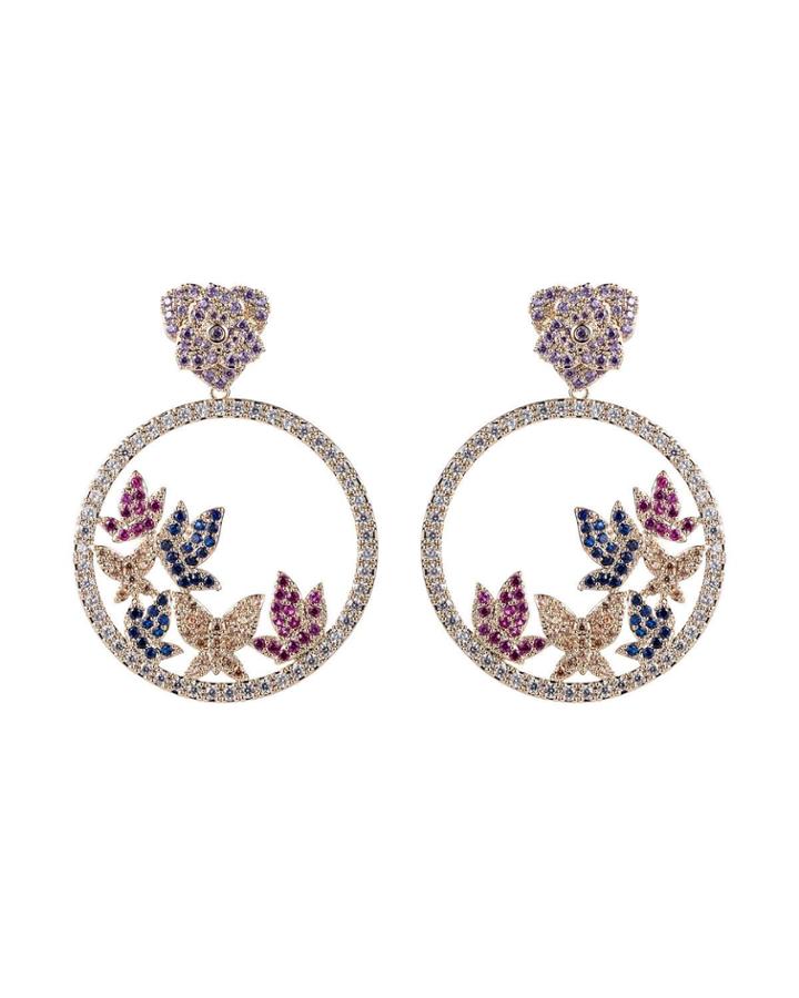 Butterfly Cubic Zirconia Hoop-drop Earrings